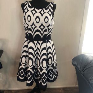 Blue and white sleeveless dress